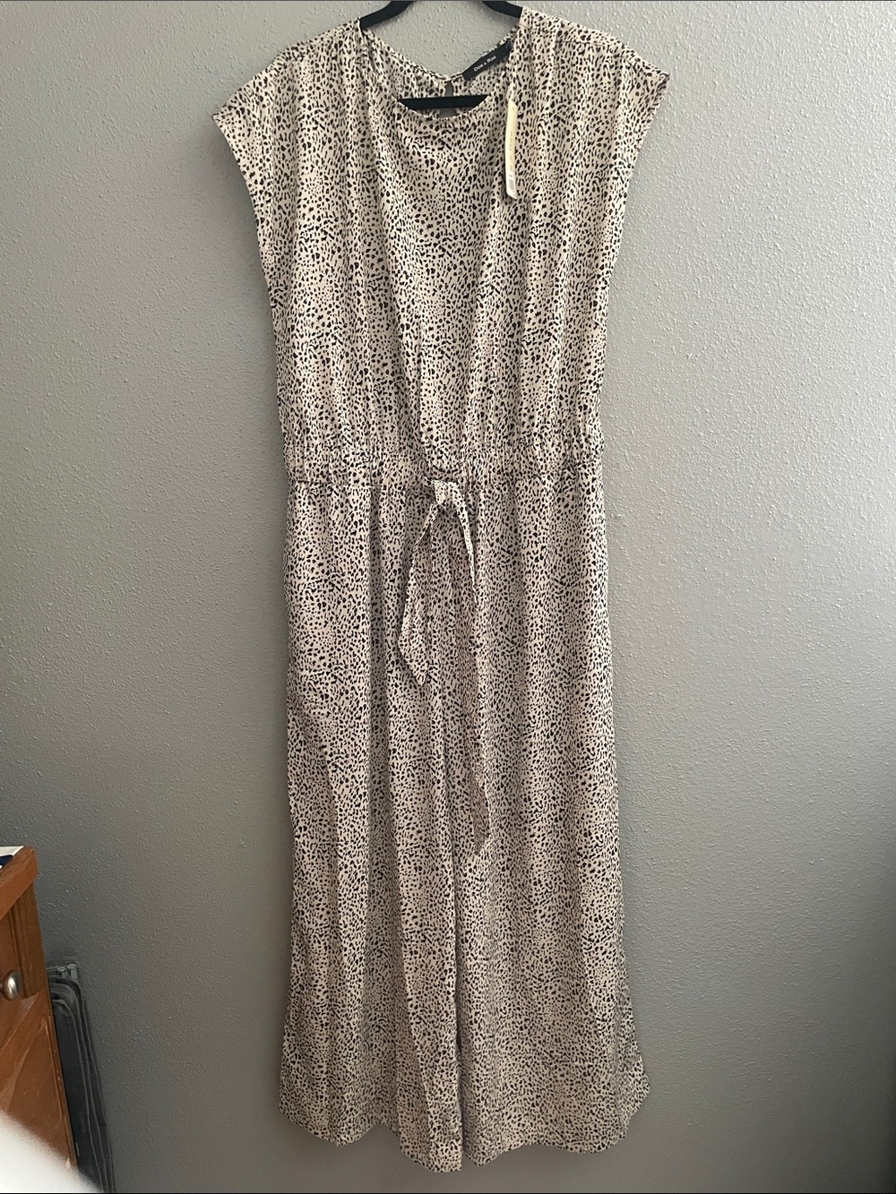 Doe & Rae Neutral Animal-Print Drawstring Waist jumpsuit